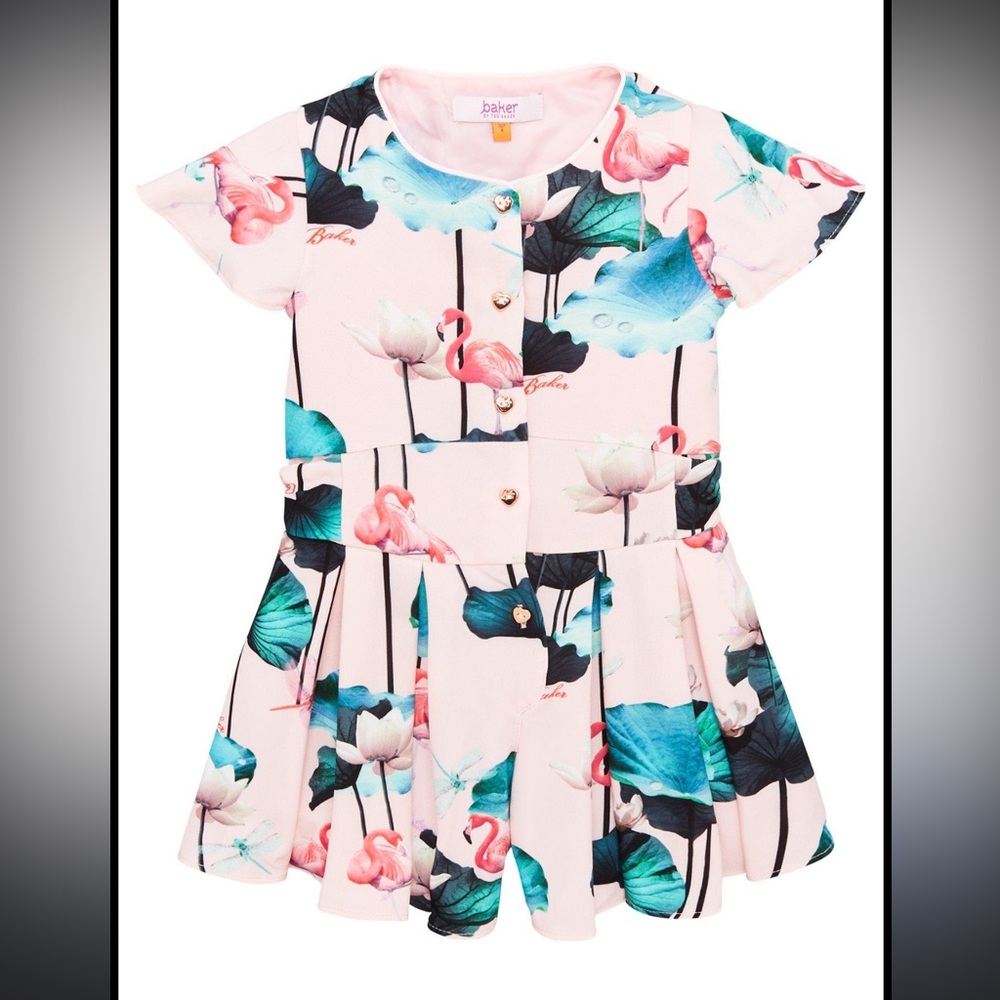 Baker by Ted Baker Girls Flamingo Tie romper